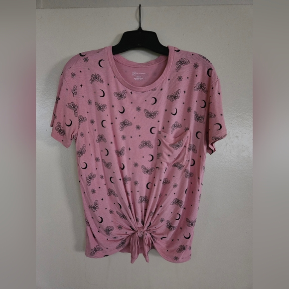 No Boundaries Juniors Conversational Printed Tee - Pink & Black - Size M (7-9) - Picture 6 of 6